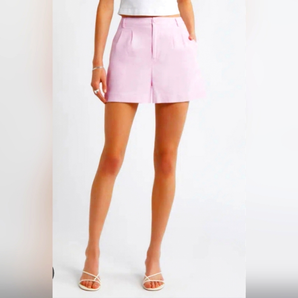 Nordstrom - Open Edit Women's Light Pink Pirouette Linen Shorts Sz 16